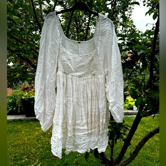 FREE PEOPLE Ari Mini Smock Dress, Ivory - Picture 2 of 14